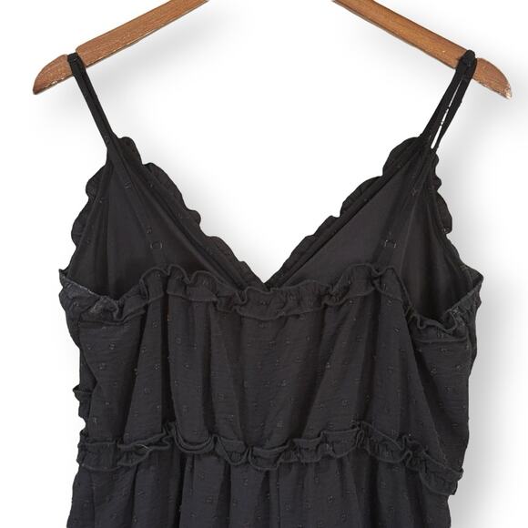 Evolutionary Apparel Black Chiffon Swiss Dot Mini Dress Size L Sleeveless V-Neck - Picture 6 of 11